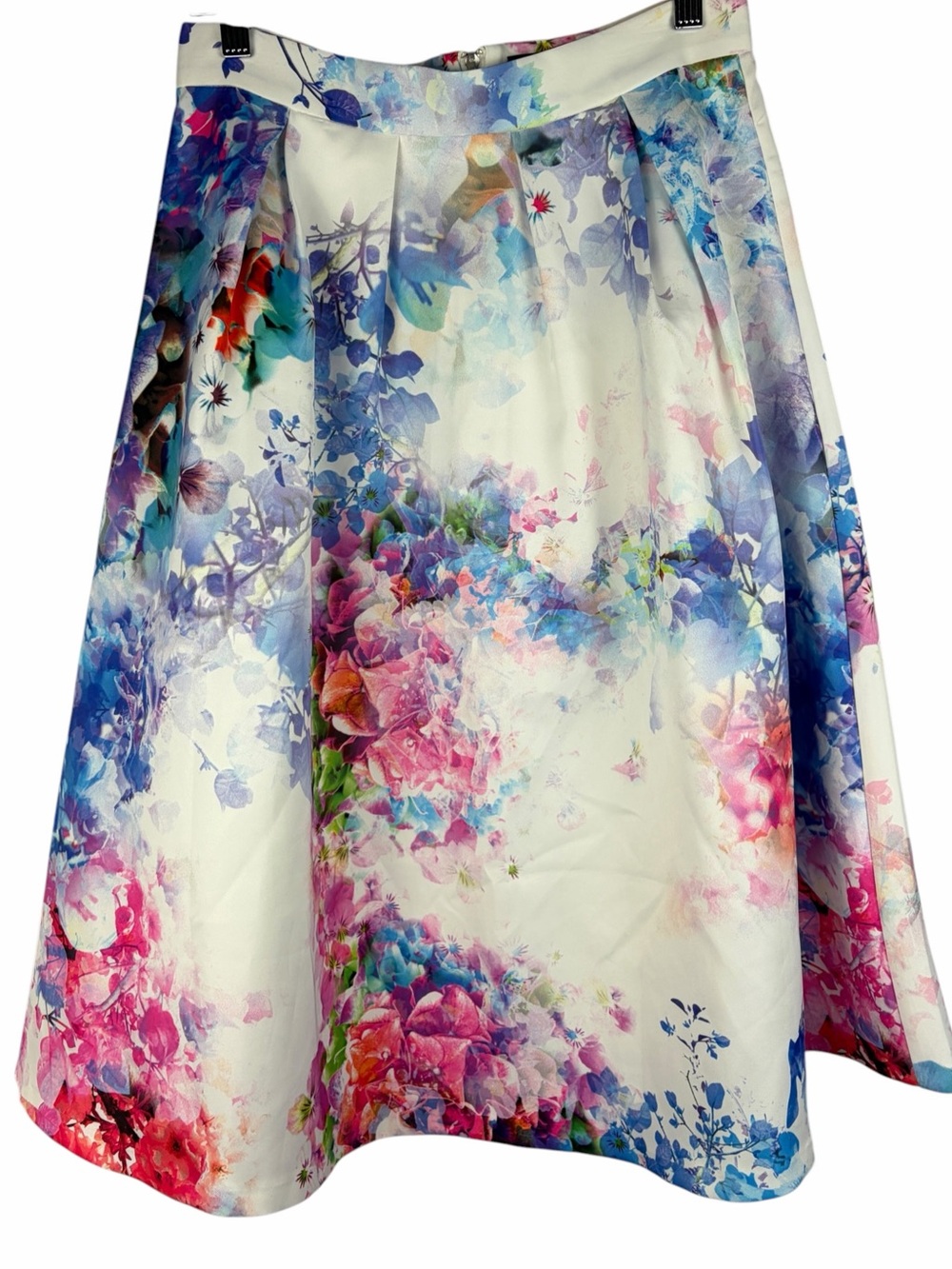 Oasis Floral Fit & Flare Midi Skirt UK 10 / US 6 Watercolor Garden Print